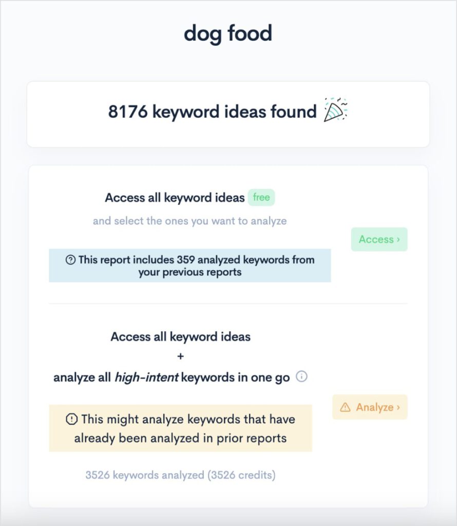Access keyword report in LowFruits.