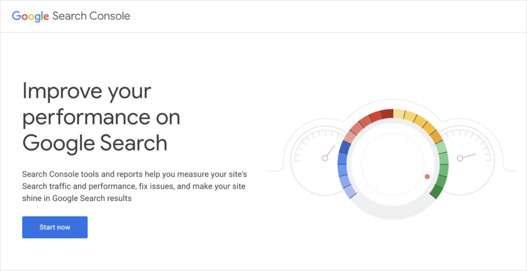 Google Search Console homepage.