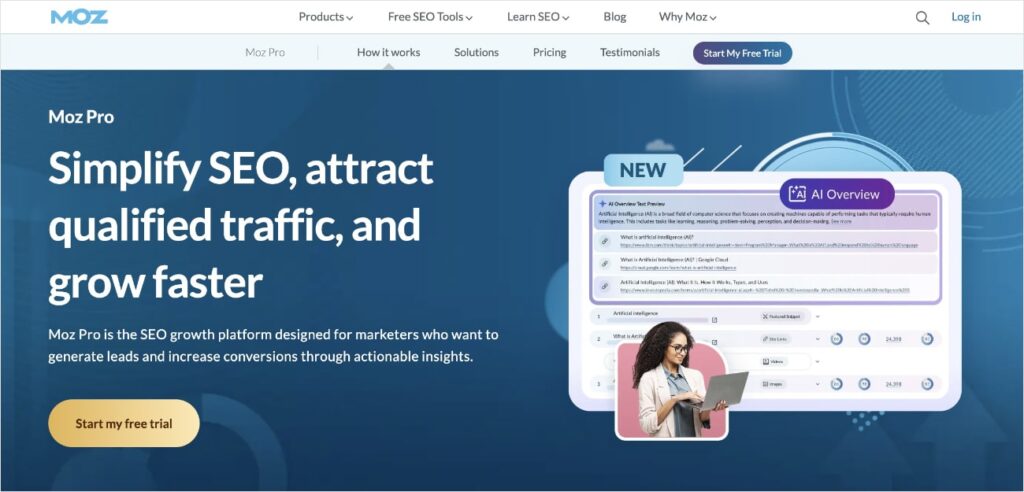 Moz Pro homepage.