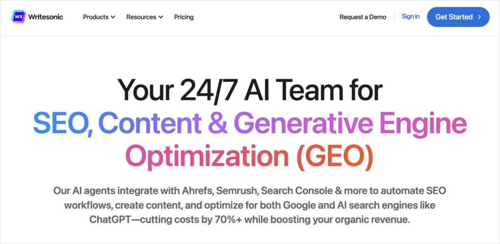 Writesonic, an SEO content writing platform.